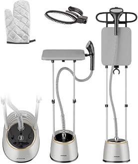 OWNAIR Standing Iron Steamer For Clothes | 2000W Standing Garment Steamer with 1.5L Water Tank, LED Touch Screen, 42g/min Steam, 8 Heat Modes & Adjustable Ironing Board | Vertical & Horizontal Iron