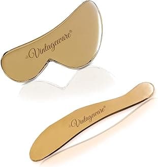 Vintageware® Kansa Gua Sha Combo Set – B & S Shape Ayurvedic Bronze Tools for Face & Body Massage, Pain Relief, Circulation & Skin Rejuvenation, Guasha Combo Set