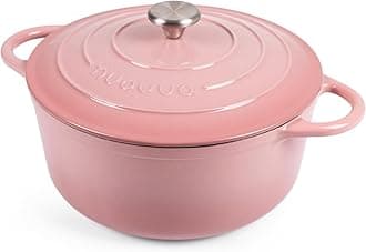 Cast Iron Dutch Oven with Lid – Non-Stick Ovenproof Enamelled Casserole Pot, Oven Safe up to 500° F – Sturdy Dutch Oven Cookware – Pink, 6.4-Quart, 28cm –