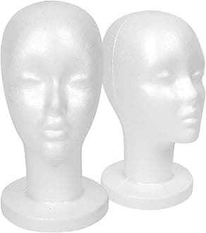 - STUDIO LIMITED 11.4-Inch Styrofoam Mannequin Head (2 Pack) – White Foam Wig Display Stand for Wigs, Hats & Hairpieces, Professional Salon and Cosmetology Use