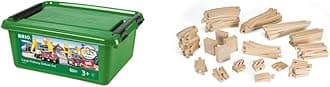 BRIO 33097 Cargo Railway Deluxe Set | 54 Piece Train Toy with Accessories and Wooden Tracks for Kids Age 3 and Up,Multi & 33772 Special Track Pack | 50 Pieces of Wooden Tracks and Train Accessories