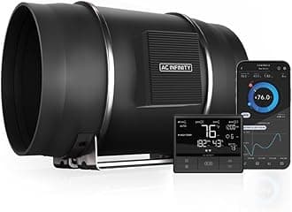 AC Infinity CLOUDLINE T12, Quiet 12” Inline Duct Fan with Temperature Humidity Controller, Bluetooth App - Ventilation Exhaust Fan for Heating Cooling Booster, Grow Tents, Hydroponics