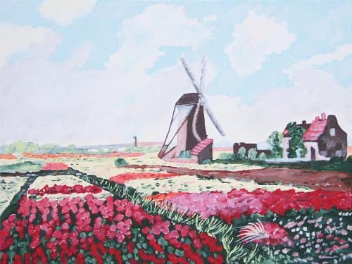 Claude Monet TULIP FIELDS WITH WINDMILL Paint by Number Kit 11" x 14" "