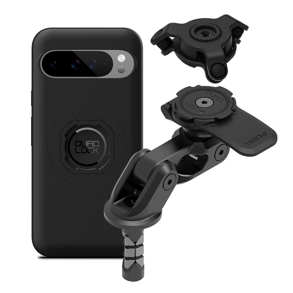 Quad Lock Motorcycle Fork Stem Mount PRO Kit with Vibration Dampener and MAG Phone Case for Pixel 9 Pro XL