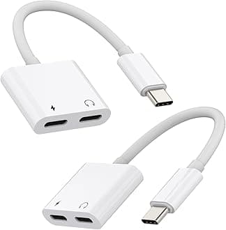 for iPhone USB C to Headphone Adapter Dual Type C Jack Audio Charger Dongle Splitter(2 Pack)compatible for Samsung S21 Galaxy Z Flip 5 for Apple 15 Pro Max Plus for iPad 10、Air 4/5、Mini6、12.9 Aux Cord