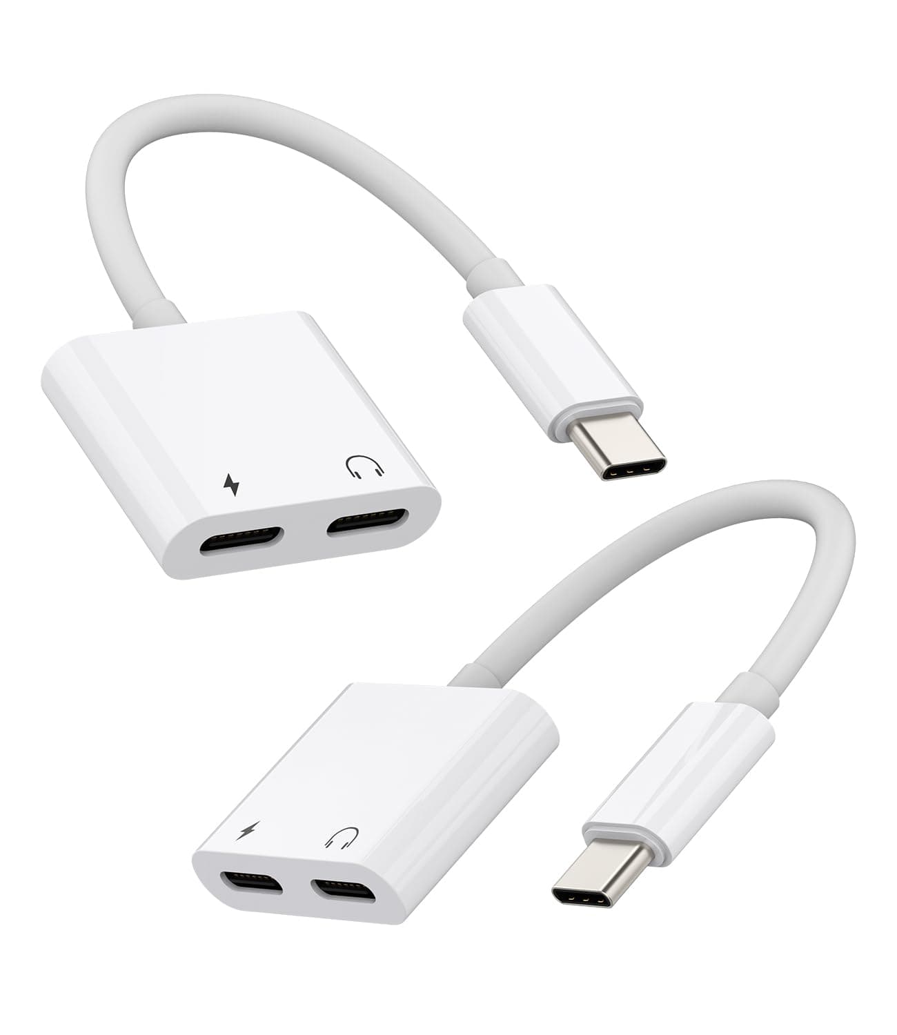 for iPhone USB C to Headphone Adapter Dual Type C Jack Audio Charger Dongle Splitter(2 Pack)compatible for Samsung S21 Galaxy Z Flip 5 for Apple 15 Pro Max Plus for iPad 10、Air 4/5、Mini6、12.9 Aux Cord