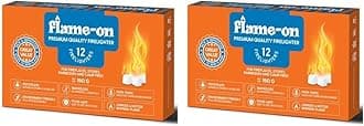 Flame-On Premium Quality Fire Lighter Cubes for Fireplaces, Stoves, Barbeques BBQ and Camp Fires. (12 Piece Cubes) (Pack of 2)