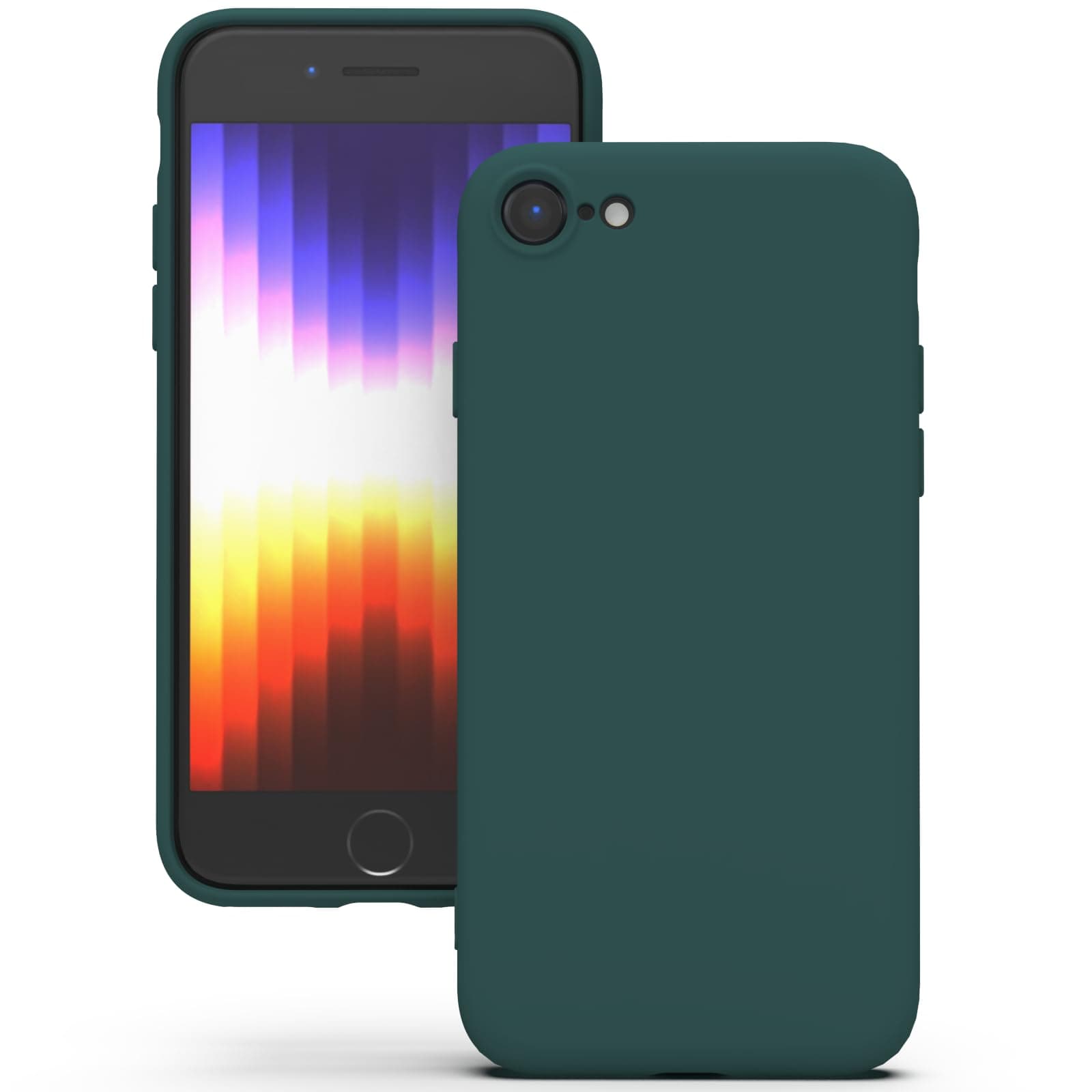 Silicone Case for iPhone SE 2020/2022, iPhone 8/7, Soft-Touch, Shockproof, DustProof, Antiskid Apple Phone Cover for iPhone SE 2nd 3rd Generation - Dark Green