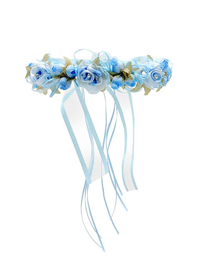 Multi Flower Floral Crown-Blue-One Size