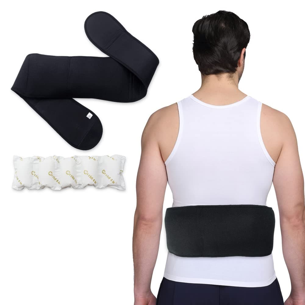 Reusable Back Ice Pack for Pain Relief, Lower Back Ice Pack Wrap for Lumbar Injuries and Waist Pain, Sciatica Nerve Pain, Herniated Disc, Swelling, Sprains, Gel Cold Pack Wrap for Hot Cold Compress