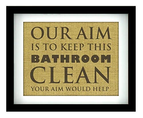 Our Aim Is to Keep This Bathroom Clean Your Aim Would Help Quote Burlap Print Wall Art Inspirational Quotes and Saying