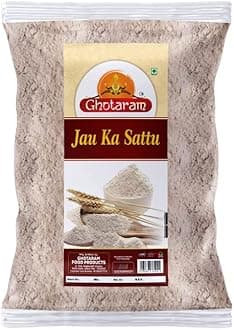 Ghotaram Awadhi Jau Barley Sattu/Jau Jeon Jav Sattu/Instant Sattu Drink Powder|Sattu/Sattoo Joo Sattu Powder Fiber-Rich Sattu|Healthy Roasted Barley/Jau dhani Flour Atta Sattu-480g