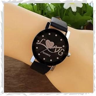 Acnos Brand Analog Watch for Girls 5 Diffrent Dial Diamond Cut Glass Black Leather Watch for Women Analog Girl Watches