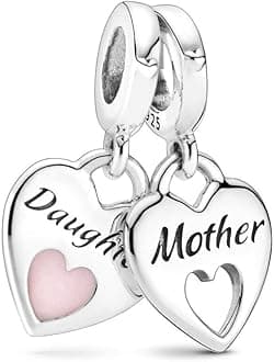 Mother Daughter Charm 925 Sterling Silver,Jewelry Bead Gift for Women Bracelet&Necklace