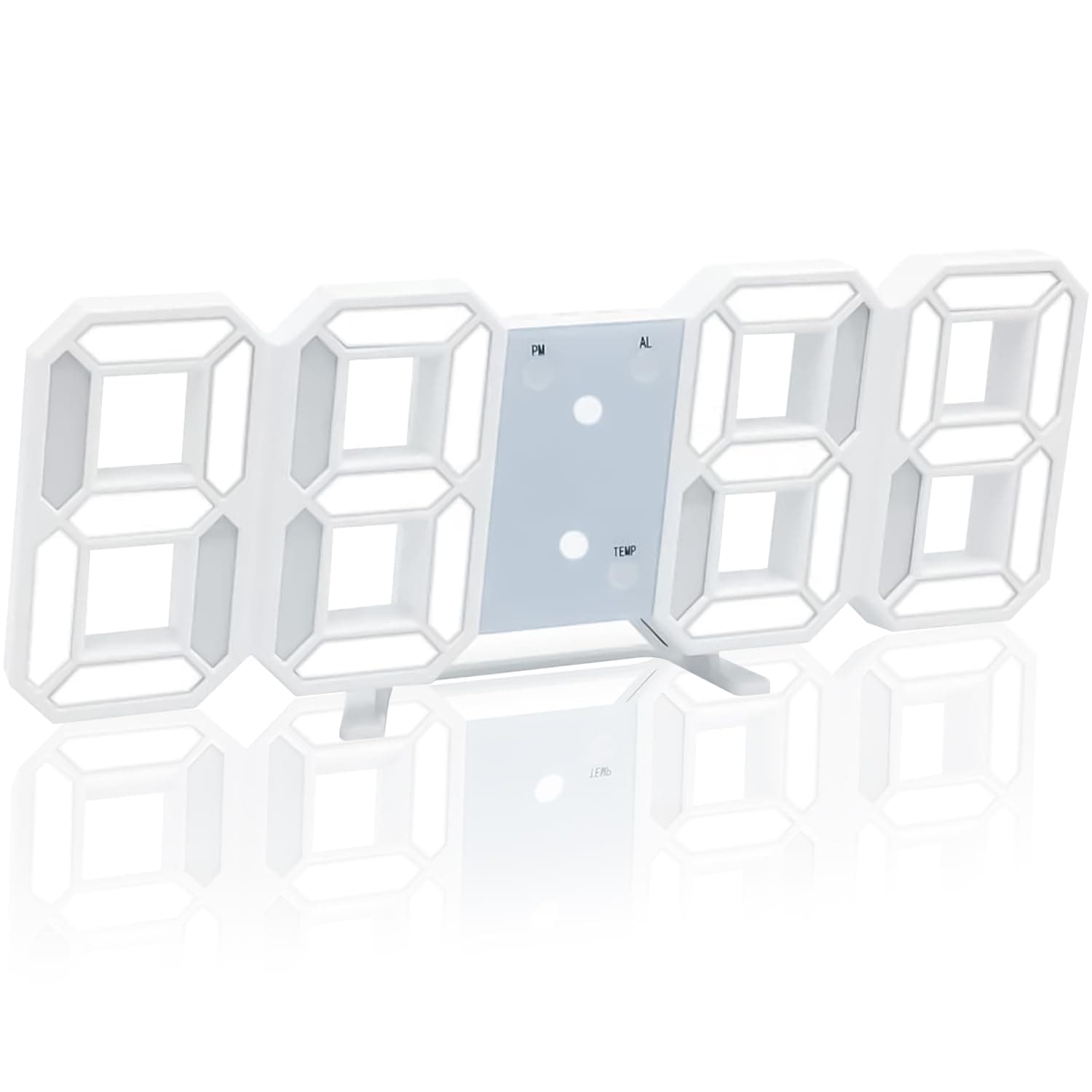 Necomi Digital Alarm Clock,3D LED Wall Clock with Automatic Brightness, Desk Alarm Clock LED Nightlight Time Display, 12/24Hr, Date Temperature Display for Modern Home Decoration