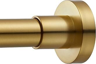 Shower Curtain Rod Tension- Never Rust No Drill Non-Slip Spring Tension Shower Rod, 43-73 inches Metal Steel, Gold
