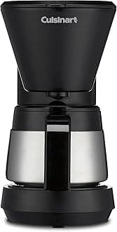 Cuisinart 5-Cup Coffee Maker with Stainless Steel Carafe, Coffee Machine with Removable Water Reservoir, Charcoal Water Filter, 30-Minute Keep Warm, and Brew Pause, DCC-5570NAS, Stainless Steel
