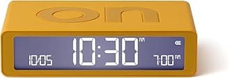 Flip Classic Digital Alarm Clock with Reversible On/Off Faces, Rechargeable bedside clock with LCD display, Touch Sensor for Snooze & Light function - Yellow