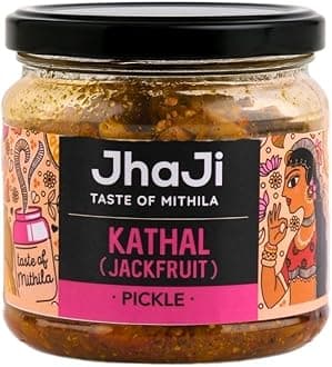 JhaJi Store Homemade Kathal ka Achar | Traditional Bihari Jackfruit Pickle | Spicy & Tangy Taste | Sun-Dried, Preservative-Free | Soft, Chewy Texture | 250g Plastic Jar