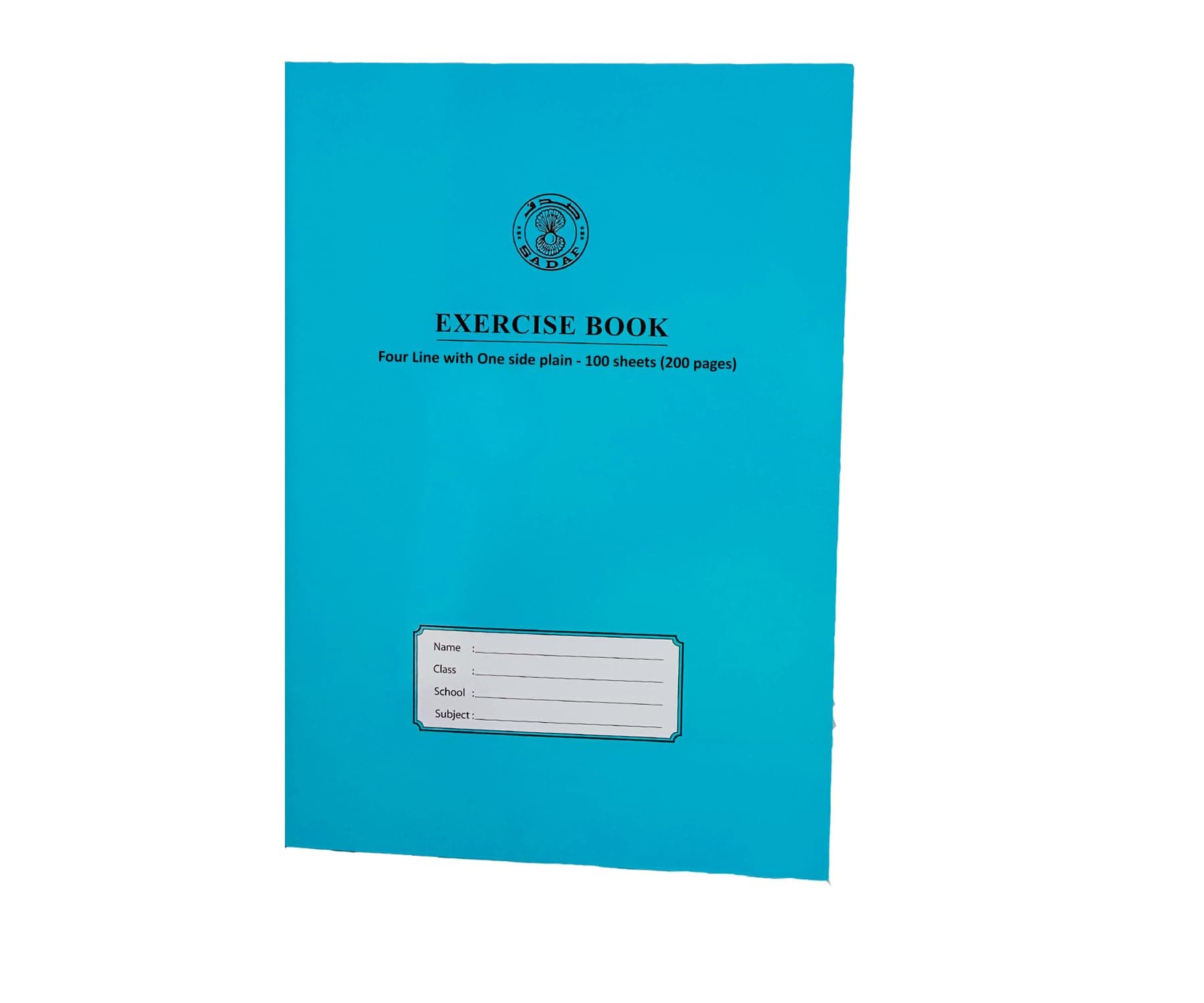 SadafFour Line with One Side Plain Exercise Book, 200 Pages, Blue