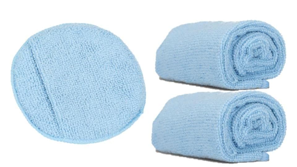 Microfiber Applicator Sponge & 2pcs 16in Towels - Use for Applying Conditioner and Cleaner to Car Interiors and Furniture