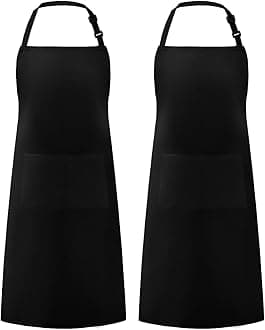 Syntus Adjustable Bib Apron Waterproof with 2 Pockets Cooking Kitchen Aprons for Women Men Chef, Black by Syntus
