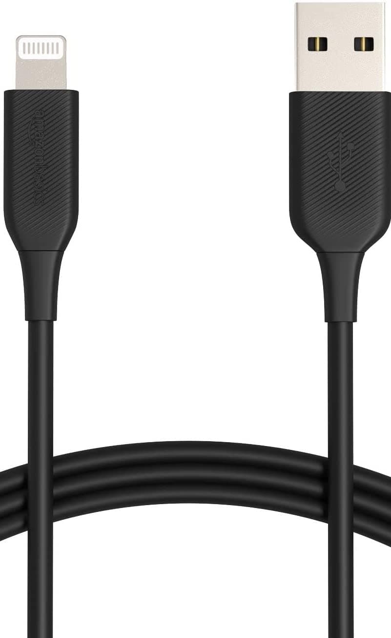 Amazon Basics USB-A to Lightning ABS Charger Cable, MFi Certified Charger for Apple iPhone 14 13 12 11 X Xs Pro, Pro Max, Plus, iPad, 1.8 meters, Black