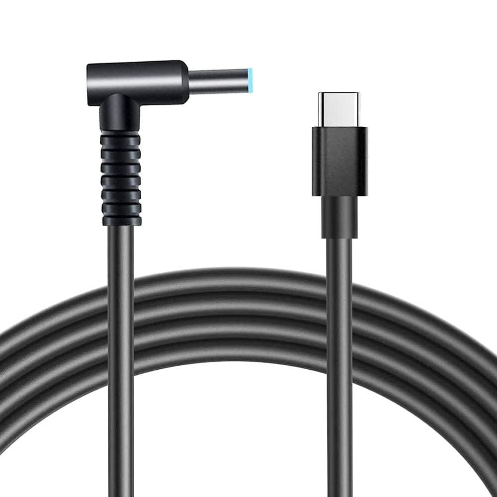 USB C to Tip Adapter Charging Cable for Hp, Smart Blue Hp Connector Power Supply 45w 65w 90w, Compatible Elitebook 840 1040 g1 ProBook Stream 13 11 14 Touchsmart 15 (Male USB-C)