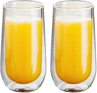 Judge Double Walled Glass Cocktail Highball Cups, Set of 2, 330ml - Vacuum Insulated, Handcrafted Artisan - Strong, Heat Resistant