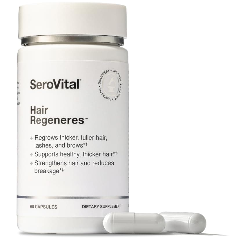 Serovital Hair Regeneres - Enhanced Hair Growth Vitamins for Women, Decrease Hair Loss and Shedding, Strengthen and Thicken Hair, Reduce Greying and Breakage, Regrow Hair, Hair Vitamins - 60 Count