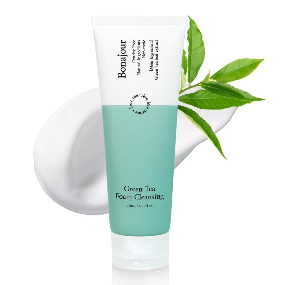 [BONAJOUR] Green Tea Natural Pores Foam Cleanser - The Best Facial Wash for Acne & Oily skin, Pore tightening and sebum control 5.1Fl.oz