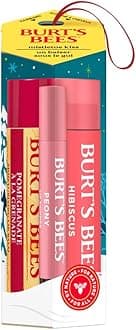 Burt's Bees Gift Set, Pomegranate Lip Balm, Tinted Lip Balm and Lip Shimmer, Mistletoe Kiss