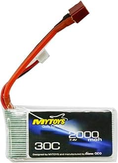 mytoys Lipo Battery 2S 7.4V 2000mah 30C Rechargeable with T Plug for RC Drone Car Boat Helicopter Airplane