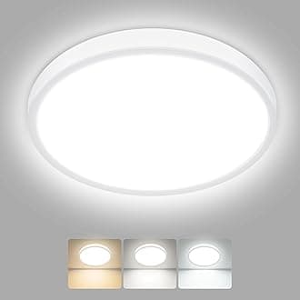 LED Ceiling Light,3000K/4000K/6500K 3 Color Temperature, Waterproof IP54 LED Bathroom Light, Modern,Round Flush Ceiling Lamp for Bathroom, Kitchen,Bedroom,Hallway,Living Room, Bulkhead