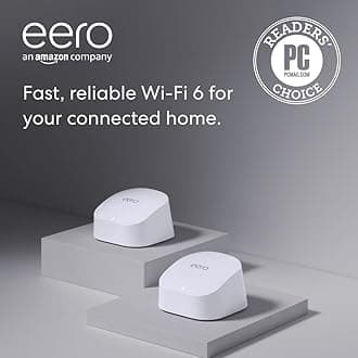 Amazon eero 6 mesh Wi-Fi router | 900 Mbps Ethernet | Coverage up to 280 m2 | Connect 75+ devices | 2-Pack