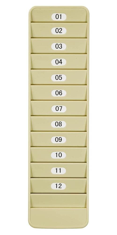 Pyramid Time Systems 500-12 Badge Rack – Wall-Mounted Time Card Holder with 12 Standard-Size Slot Pockets, Compatible with Pyramid Swipe Cards and Proximity Badges, Lightweight Durable Plastic, Gray