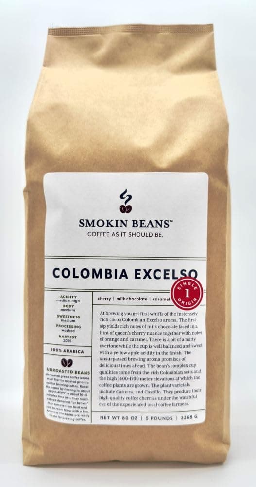 5-Pound Colombia Washed Processing, Unroasted Green Coffee Beans, Fresh Current Crop Specialty Grade, Roast the Beans Yourself at Home on Your Roasting Equipment Prior to Using for Brewing Coffee