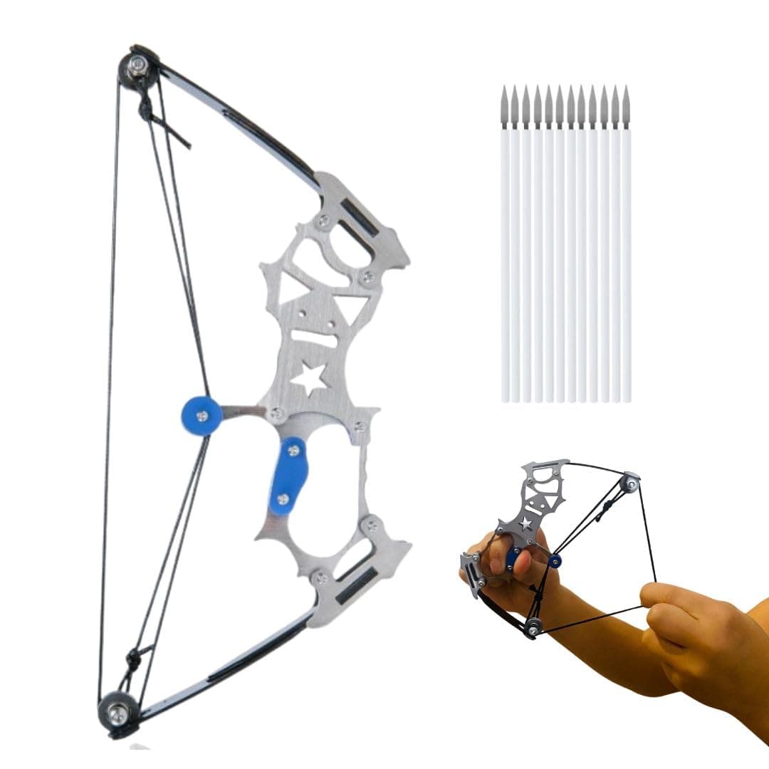 Wilderness Essentials Mini Compound Hunting Bow with Arrows Set and Target Included, Surival Outdoor Accessories, Hunting, Camping Games Tactical Gear, Blue