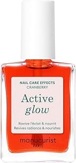 Manucurist Active Glow™ Cranberry - Clear Coral Perfector Nail Polish & Nails Care - Vegan & Made in France Ultra-Glowy 2 in 1 Nail Concealer & Care - Plant-Based