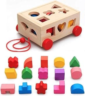 Baybee Wooden Stacking Puzzle Building Blocks for Kids, Intellectual Challenge Board Games for Kids, Brain Games for Kids, Wooden Toys for Kids, Preschool Kids Toys Puzzle Game (Pull Along Toy)