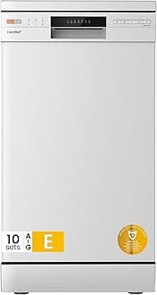 Freestanding Dishwasher CDWEF1034BW-UK 45cm Width, Slimline Dishwasher with 10 place settings, Quick Wash, Hygiene Wash, Delay Start, Half Load, Adjustable Basket - White