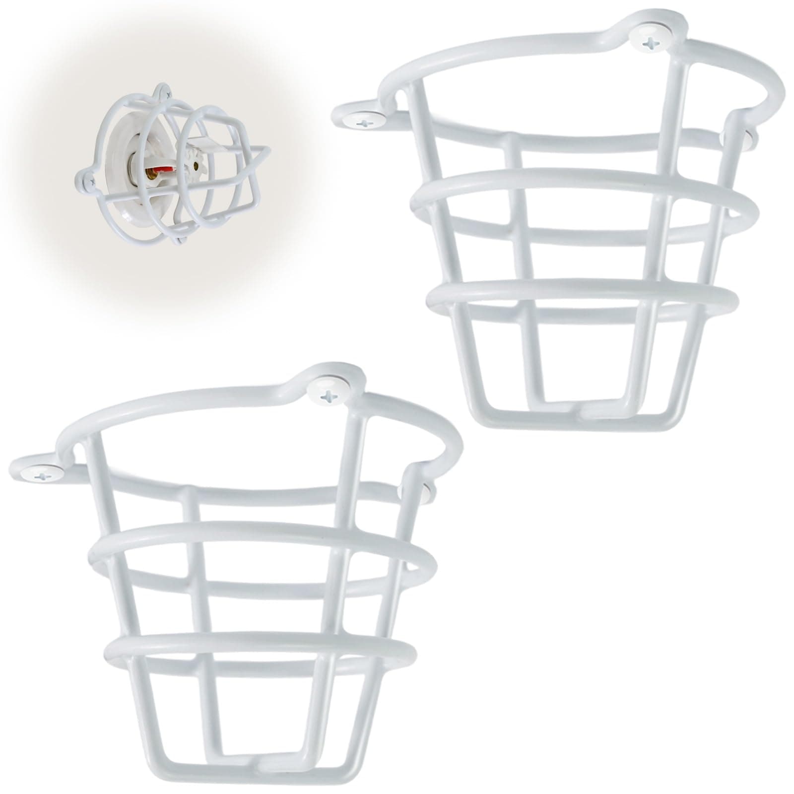(2 Pack) White Fire Sprinkler Head Guard Cover Cage Protector for Both 1/2" & 3/4" Fire Head for Protecting Side Wall & Pendent Head Fire Sprinkler Covers for Ceiling