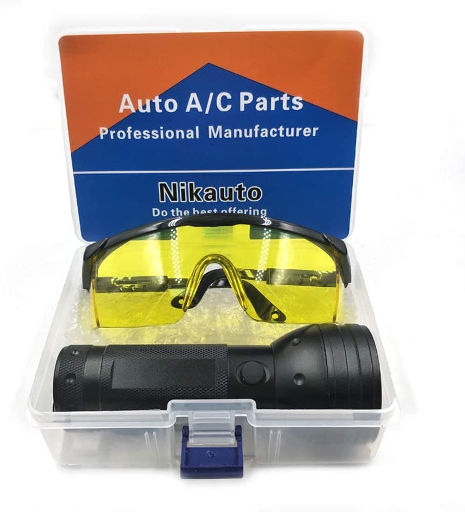 Nikauto UV Flashlight Black Light 51 LED Flashlight and UV Protective Glasses Goggles Detector Tool for Detecting pet Cat Dog Urine Repairing car Checking Money