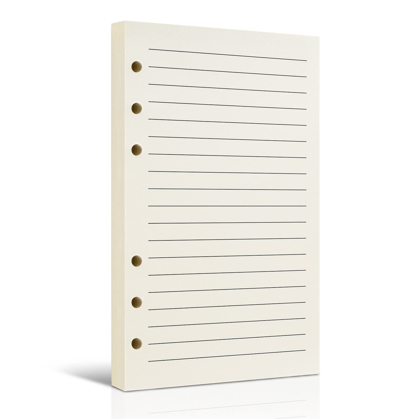A6 Refillable Paper for 6-Ring Binders, Planner, Traveller Journal, Notebook, Dairy - 7mm Ruled Filler Paper Insert, 80 Sheets 160 Pages, Lined