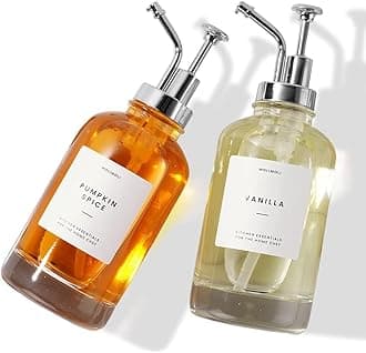 MolimoliCoffee Syrup Dispenser for Coffee Bar, Pump Dispenser, Glass Syrup Bottle w. Upgraded Pump, 16.9 oz 500 ml, Set of 2, Silver