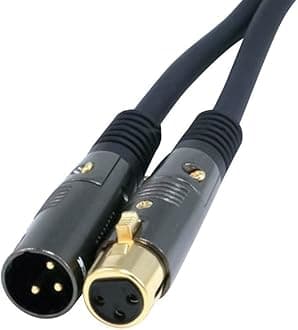 XLR Male to XLR Female Cable - 6 Feet - Black, 16AWG, Gold Plated, Microphone & Interconnect - Stage Right Series