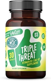Vitamin D3, K2 & Zinc - Triple Threat Supplement - Daily or Seasonal Immune Support - Vitamin D with K2 for Enhanced Absorption - Promote Healthy Bones & Skin (30 Capsules)