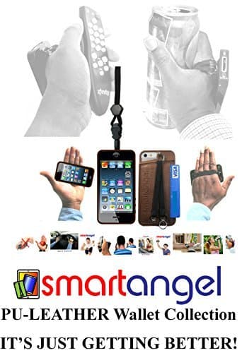 New Iphone 5/5s Pu-leather Wallet Case with Duo Neck & Hand Straps + Credit Card Holder - Brown