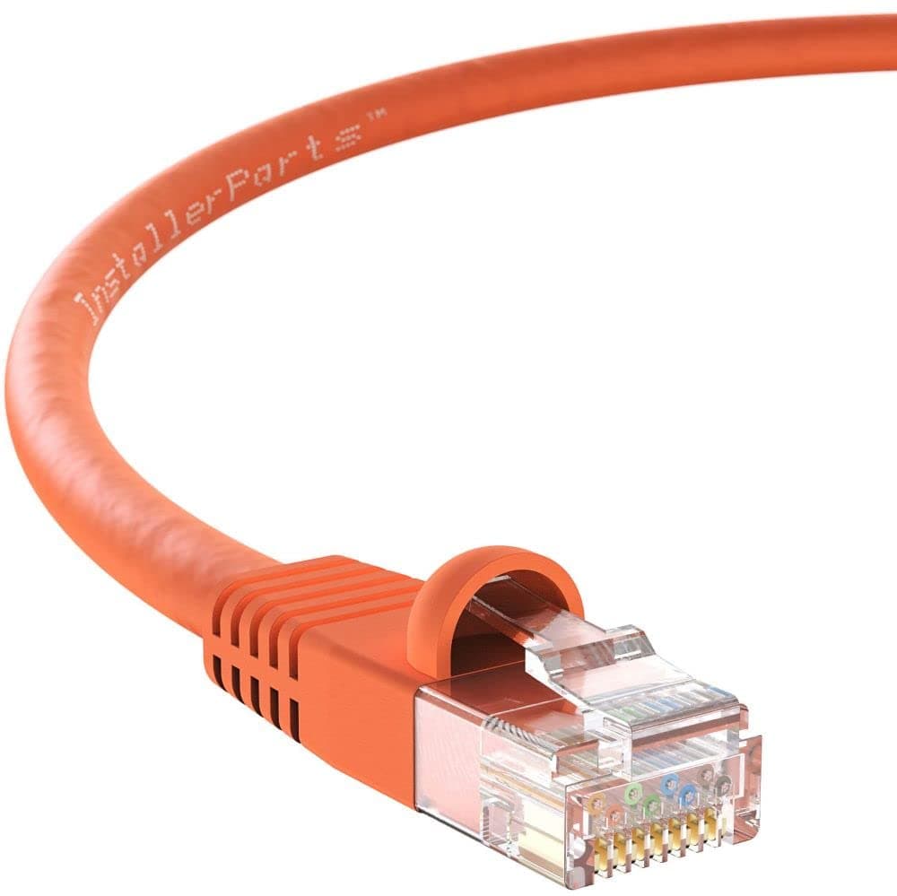 InstallerPartsCAT6 Cable UTP Booted - Orange, 1 FT, 10 Pack - Professional Series - 10Gbps, Cat6 Patch Cable, Network, Internet
