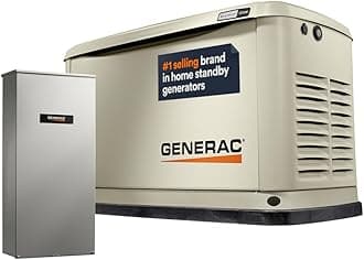 Generac Guardian 10kW Home Standby Generator with 100 Amp Transfer Switch - Automatic Whole House Backup Power for Storms, Emergencies, and Outages, WiFi Enabled, Runs on Natural Gas or Liquid Propane